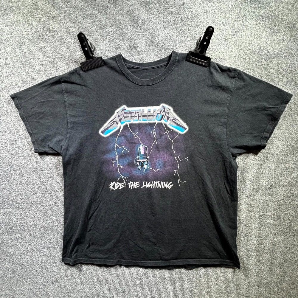 Vintage Metallica "Ride The Lightning" T-Shirt Men's 2XL-3XL? Black Metal Heavy